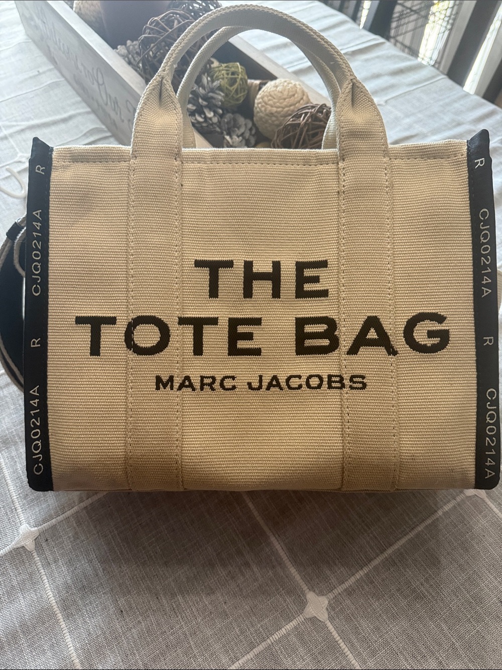 Marc Jacobs Beige Canvas 'The Tote Bag' with Black Logo